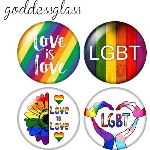 Rainbow Flag LGBT love is love pride 10pcs 12mm/18mm/20mm/25mm/30mm Round photo glass cabochon demo flat back Making findings