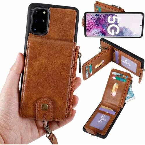 Luxury PU Leather Zipper Stand Phone Case For Samsung Galaxy S20 S20+ S20 Ultra S10 S10 Plus Note 10/Note10+ Wallet Cover