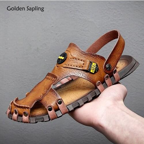 Golden Sapling Gladiator Mens Sandals Fashion Rome Style Beach Shoes Classics Outdoor Walking Leisure Sandals Men Casual Shoes