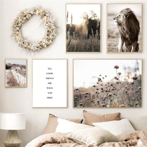 Scandinavian Nature Plant Flower Canvas Painting Nordic Poster Winter Landscape Botanical Print Wall Art Picture Home Decoration