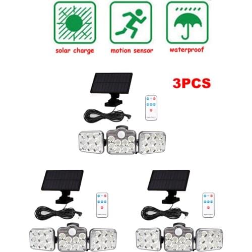 3pcs 138 led seperable remote Solar Light Outdoor Solar powered Lamp PIR Motion Sensor Street wall porch Path Sunlight Garden ga