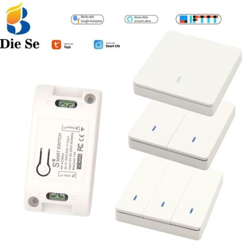 Diese Smart Light Switch Push Button WiFi/433Mhz Wireless Remote Control Wall Switch AC85~220V Controller For Led/Light/Lamp