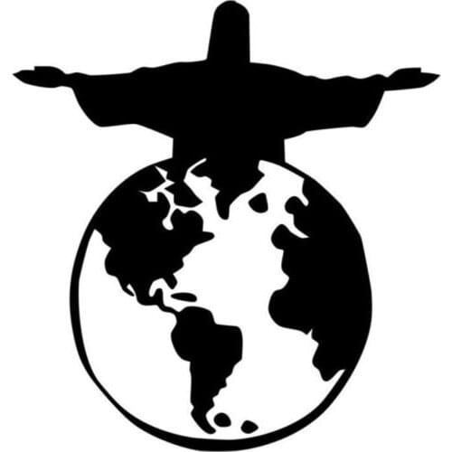 13.5cm*14.2cm Jesus World Cartoon Vinyl Stickers Motorcycle Decals Black/Silver S3-5086