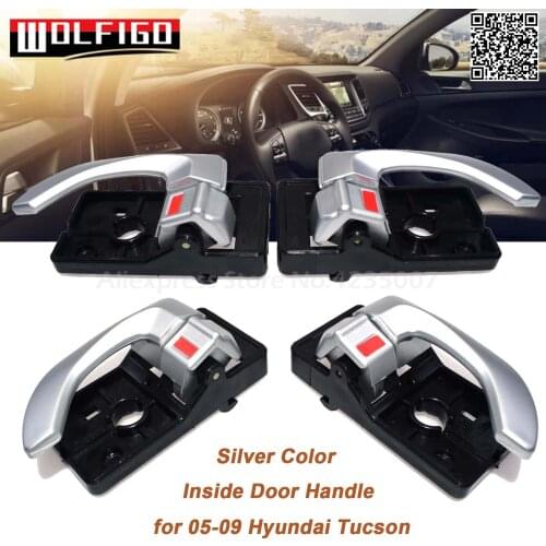 WOLFIGO New Silver Left Right Auto Car Interior Inside Inner Door Handles for 2005-2009 Hyundai Tucson 826102E000,82620-2E000