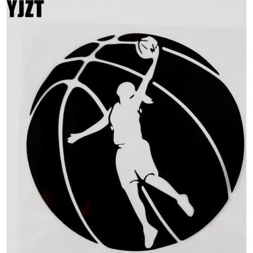 YJZT 14.3CMX14.3CM Modern Basketball Player Girl Decal Vinyl Car Sticker Black/Silver 8A-1075