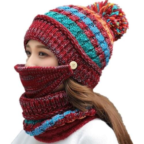 Winter Hat Skullies Beanies Hats Winter Beanies For Women Girl Wool Scarf Caps Balaclava Mask Gorras Bonnet Knitted Hat Ski Cap