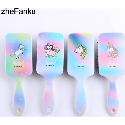1PCS Children Cartoon Unicorn Animal Anti-static Hair Brush Massage Comb Shower Wet Detangle Hair Brush Salon Hair Styling Tools