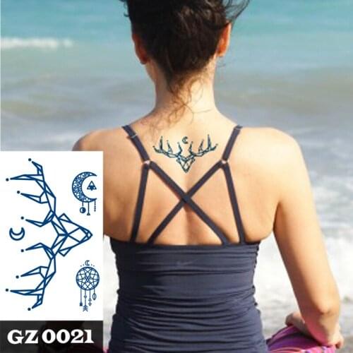 1Pcs Herbal Extracts Juice Geometric Bull Tattoos Body Art Waterproof Temporary Tattoo Sticker For Men Women