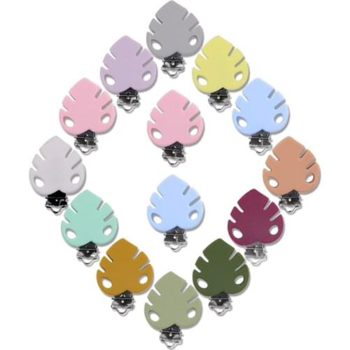 Kovict 10/20/50pcs Leaf Pacifier Clip Silicone Beads Baby Teether Teething Accessories Clip Pacifier Buckle Toy DIY Beading tool