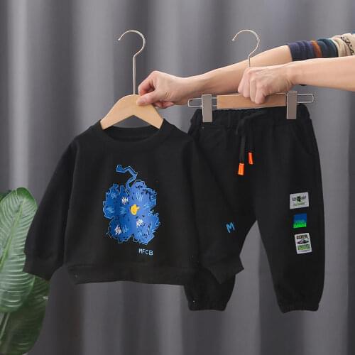 Spring Autumn Cotton Baby Boys Clothes O-neck Flowers T-shirt Pants 2Pcs/sets Infant Kids Fashion Toddler Clothing Tracksuits