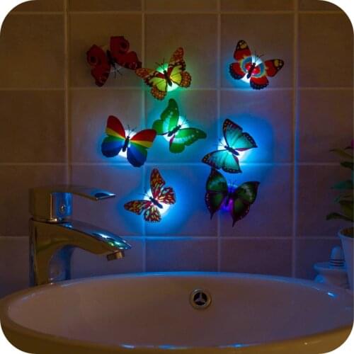 2pcs/lot LED Novelty Lamp Night Light Colorful Changing Glowing Butterfly Novelty Lighting Wall Light Atmosphere Lamp