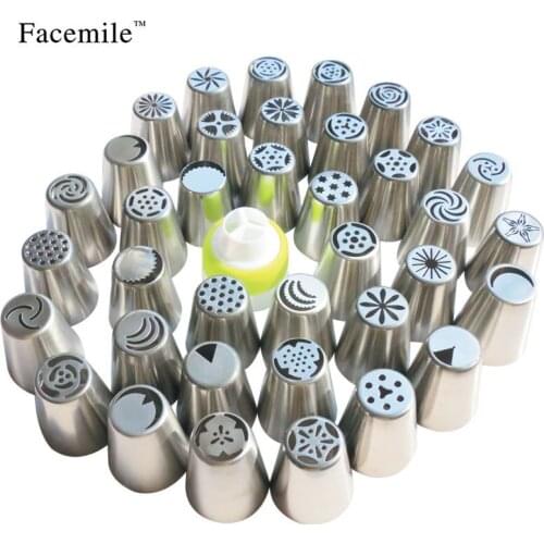 36Pcs/set Icing Piping Tips Set Russian Pastry Nozzles Rose Flower Leaf Cupcake Cake Decorating Tools With 1 Coupler