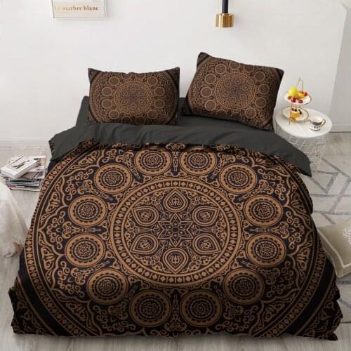 3D Duvet Quilt Cover Set Bedding Sets Comforter Bed Linen Pillowcase King Queen Size Black Gold Design Printed 230x230cm