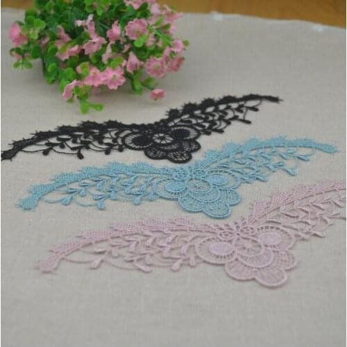 4 Pieces Black Purple Blue Flower Lace Applique Mesh Trim For Garment Accessories Decoration Sew On Guipure Lace Fabric