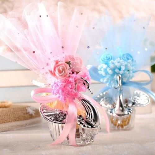 50 pcs European Styles Acrylic Silver Elegant Swan Candy Box Wedding Gift Favor Party Chocolate Boxes + Full Accessory