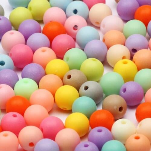 6/8/10/12mm Candy Color Mixed Acrylic Beads Matte Round Loose Spacer Beads For Jewelry Making Handmade Diy Bracelet Necklace