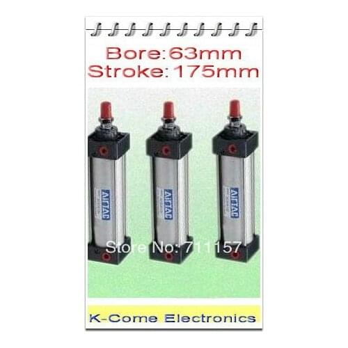 63mm Bore 175mm Stroke 3/8" BSP Standard Pneumatic Rod Cylinder SC 63*175 63X175 Adjustable AirTAc Type Air Cylinders 63-175