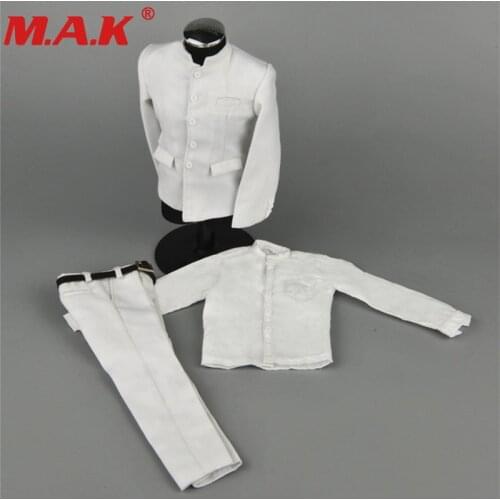 ZY16-16 1:6 male man Chinese Tunic suits clothes clothing set black/white color fit for 12 inches action figure accessories