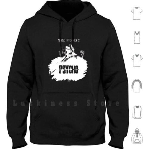 Alfred Hitchcocks Psycho By Burro! ( Black Tee Version ) Hoodie Long Sleeve Bates Mansion Hotel Hitchcock Psycho