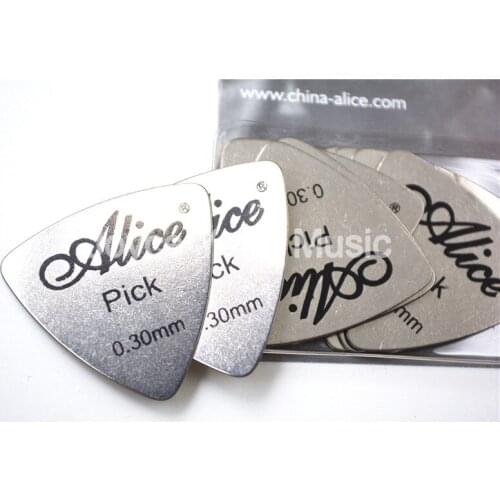 Alice 12pcs Triangle Stainless Steel Electric Guitar Bass Picks Plectrums Heavy 0.3mm Clamshell Free Shipping