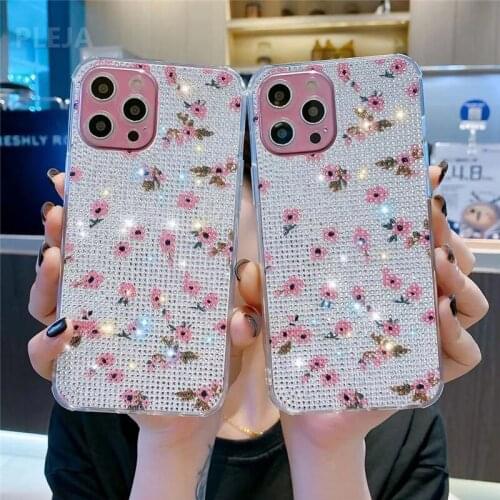 Luxury Glisten Rhinestone cartoon Phone Case For iPhone 12 11 Pro Max X XR XS Max 7 8 plus SE 2020 Transparent Soft TPU Cover