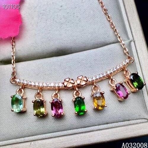KJJEAXCMY fine jewelry 925 pure silver inlaid natural tourmaline girl new Pendant Necklace vintage luxurysupport test