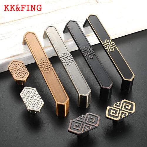 KK&FING Antique Matte Bronze Cabinet Handles Zinc Alloy Drawer Knobs Kitchen Cupboard Wardrobe Door Pulls Furniture Hardware