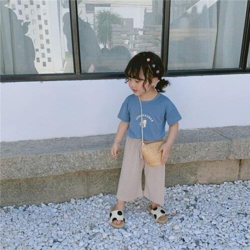 Summer 2019 Unisex Pants Fashion Korean Solid Color Toddler Girls Wide Leg Pants Casual Loose Pants For Boys Baby Kids Trousers