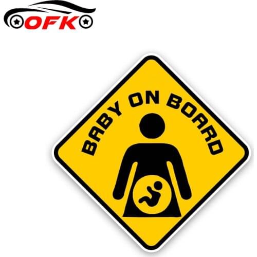 FOK Hot WARNING BABY ON BOARD Pregnant Woman Car Sticker Bumper Rear Windshield Suv Decal Auto Exterior Car Decals