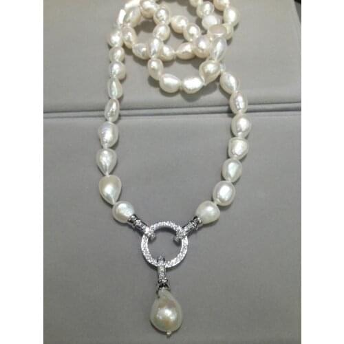 Multi wear Long FreshWater Pearl Necklace Natural 10-11MM 80CM Baroque Long Pearl Necklace Fashion Women Jewelry