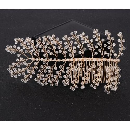 Trendy Wedding Hair Combs Hair Accessories Bridal Headpiece Crystal Women Back Decorative Hair Combs Head Jewelry Headdress