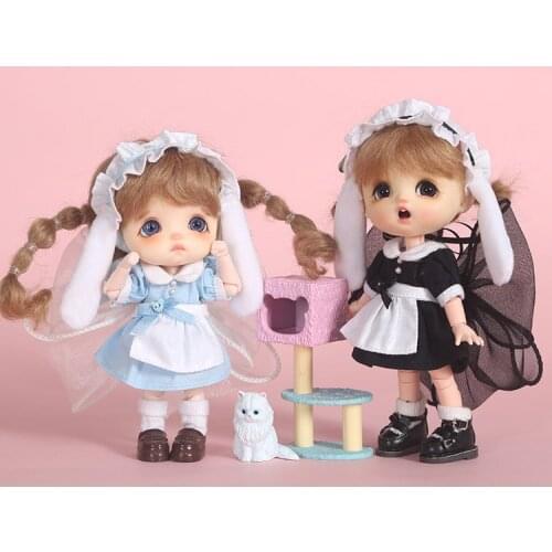 Mori Girl Style Doll Clothes Maid Skirt +Headwear ob11 dress for Ob11,obitsu 11,1/12 BJD Doll Clothing Accessories for Doll