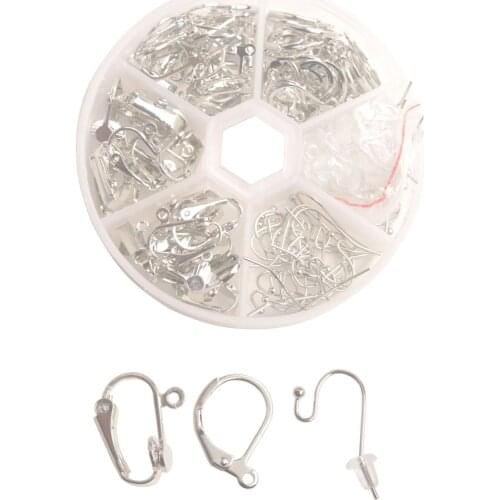 Whole Sales Two Boxes of(2x120PCS) Silver Tone Brass Jewelry Accessories Earring Clip Ear Wire 3 Styles