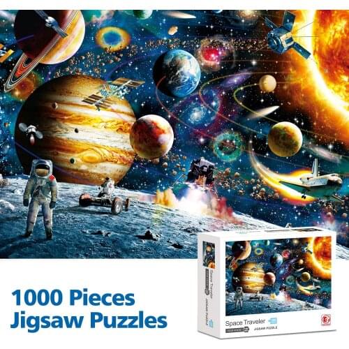 1000 Piece Puzzles Jigsaw Puzzle for Adult Sunflowers the Romantic Starry Night by Van Gogh Space Solar System with Planets