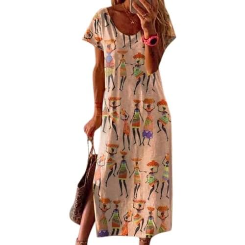 Vicabo Character Print Dress 2021 New Trends O-neck Women Dresses Side Split Fashion High Street Wear Robe Femme Vestidos