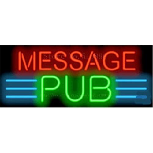 Custom Message Pub NEON SIGN REAL GLASS BEER BAR PUB LIGHT SIGNS store display Bulbs drink bar Advertising Lights 17*14"