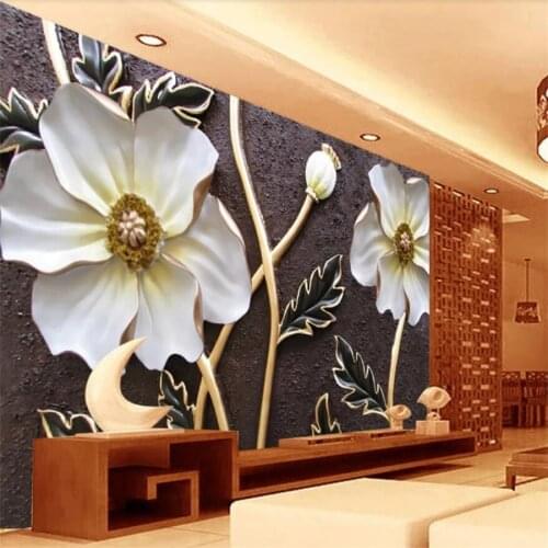 Wellyu Custom Photo Wallpaper 3D murals Relief Atmosphere Big Flower Living Room Bedroom Background wall paper papel de parede