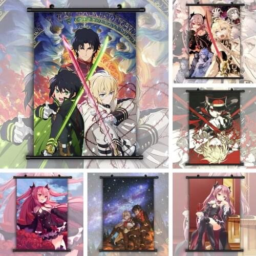 Seraph of the end Mikaela Hyakuya x Yuichiro Hyakuya Poster Style Anime manga wall Poster Scroll