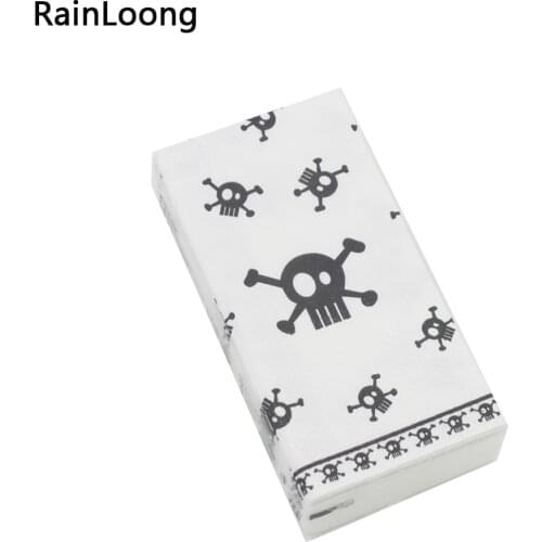 [RainLoong] Skull Pocket Paper Napkin Tissue Print Handkerchiefs For Decoration Personal Care 21*21cm 5packs (10pcs/pack)