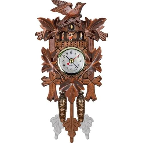 Cuckoo Wall Clock Bird Art Vintage Swing Livingroom Clock Wood Hanging Clock Time for Home Restaurant Shops Decoration