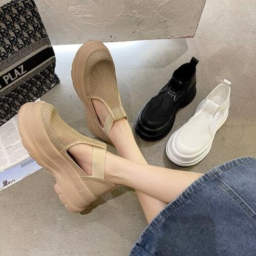 Baotou sandals female summer 2021 new big head platform platform sneakers female old shoes breathable mesh surface womens shoes