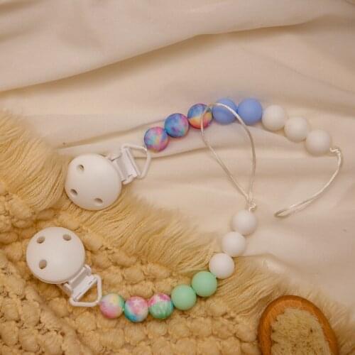 Baby Pacifier Clip Silicone Soother Chain Infant Dummy Holder Colored Nipple Clip Toddler Teething Bracelet Gift