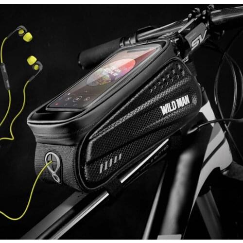 Waterproof Bicycle Phone Bag Top Tube Frame Bag Cycling Front Beam Bag Phone Holder For 6.5 inch Touch Screen Bike Bag XA341D