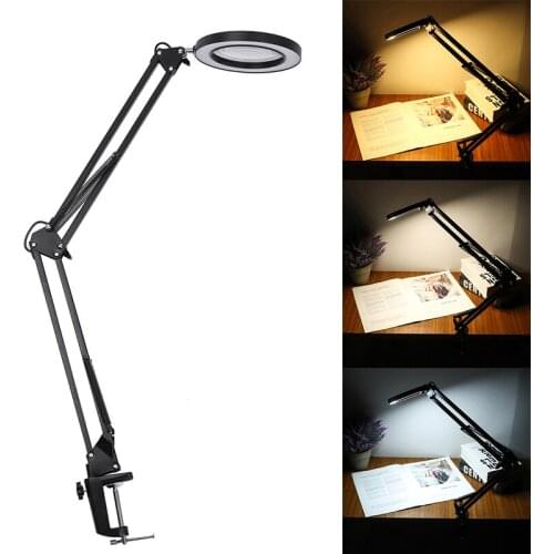 LED Magnifier Magnifying Glass Lens Desktop Table Light Nail Beauty Lamp Magnifier For Home Supplies