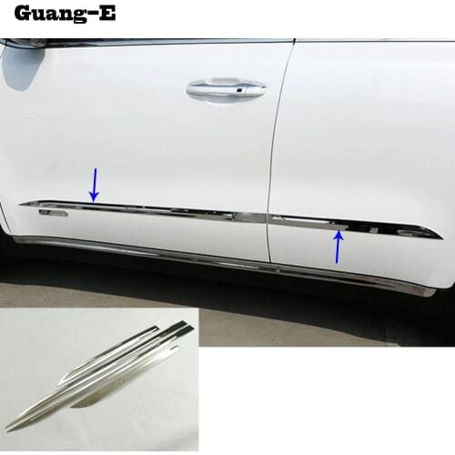 High Quality Car Detector Stainless Steel Side Door Body Trim Stick Strip Molding 4pcs For Kia Sportage KX5 2016 2017 2018