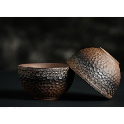 Japanese rough pottery tea cups handmade retro ceramic tea cups master cup single ceramic kung fu cups