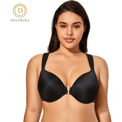 Delimira Womens Full Coverage Racerback Underwire Light Padded Front Closure Bra
