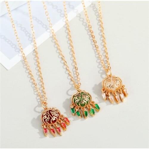 1Pcs Crystal Long Tassel Necklace For Women Gift Jewelry Fashion Vintage Shiny Metal Round Geometric Pendant Clavicle Chain N208