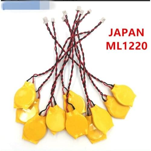 100PC ML1220 ML 1220 Battery CMOS BDV RTC Battery Cable BIOS W/Plug Battery 3V Lithium Button Cell Coin Rechargeable Battery