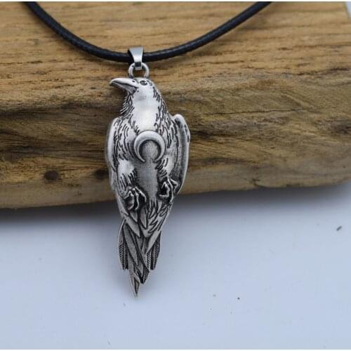 12PCS Norse viking celtics moon raven pendant necklace crow jewelry amulet gift